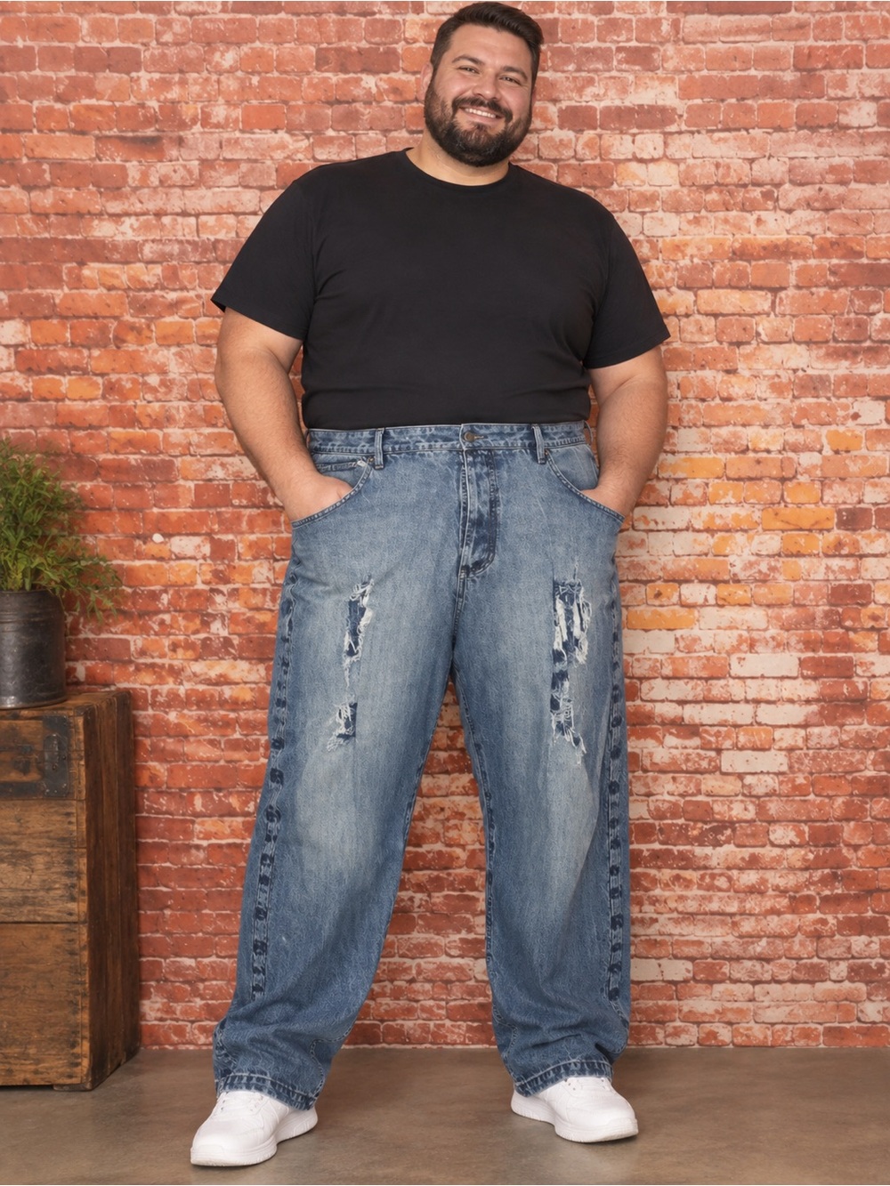 Vintage Y2K Azzure Distressed Mens High Rise Blue Jeans